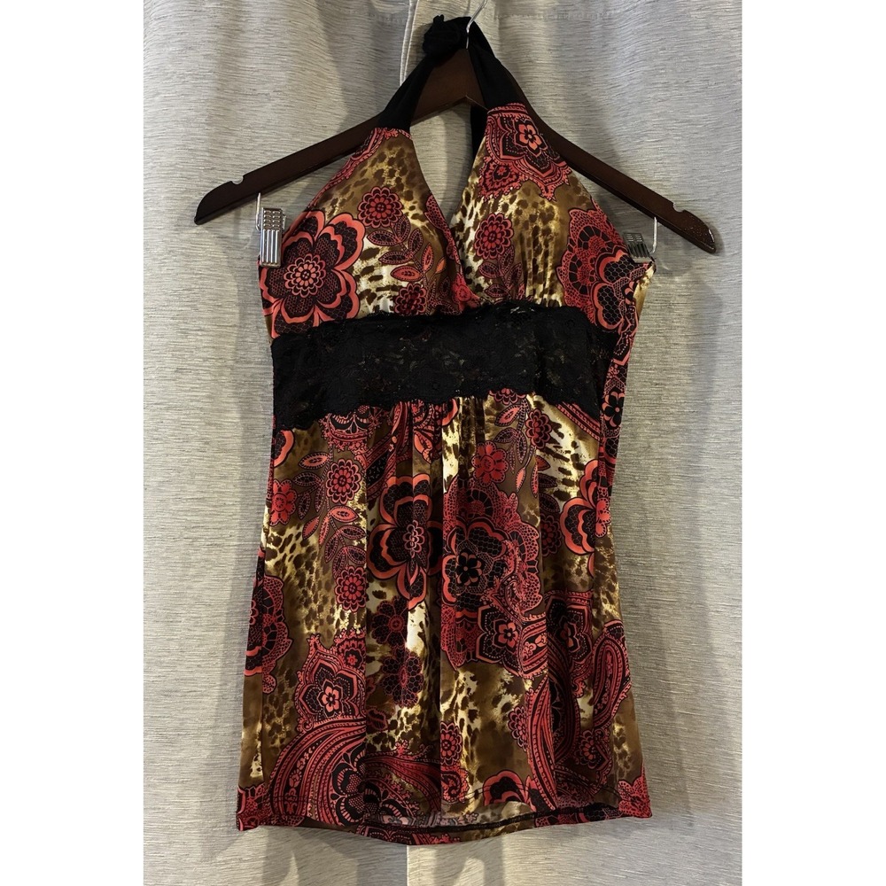 Y2K‎ Paisley Halter Top Festival 2000s Club Rave Size Medium